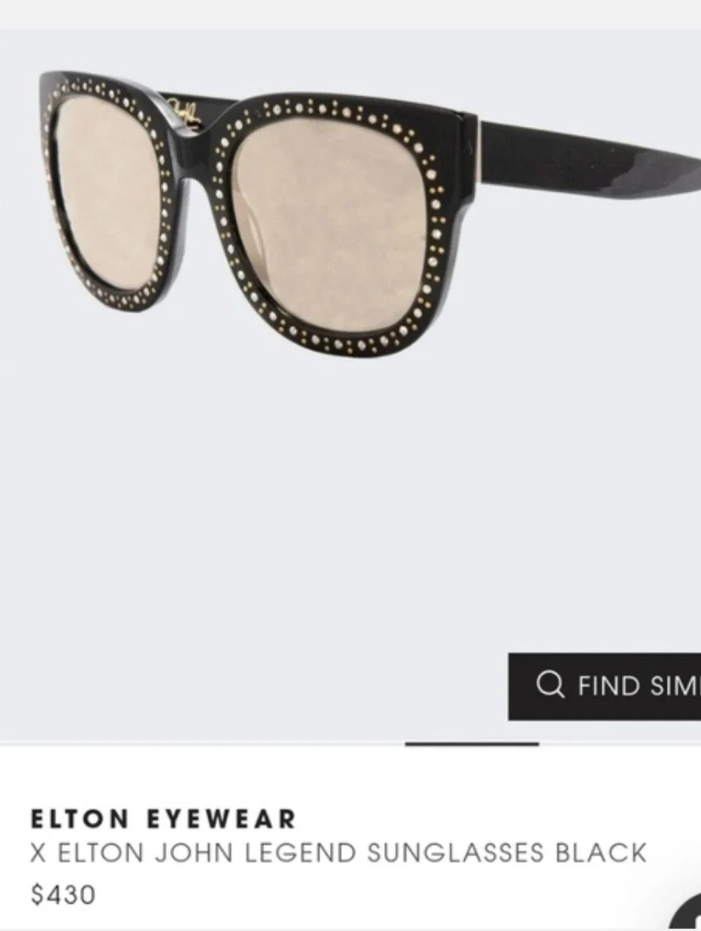 Elton John Legend Black Studded Oversized  Sunglasses